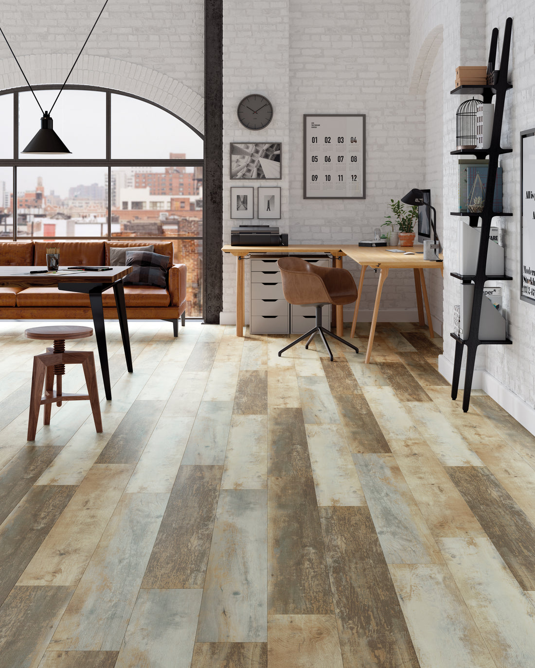 Reclaimed Inked Oak - Polyflor Expona Design room setting