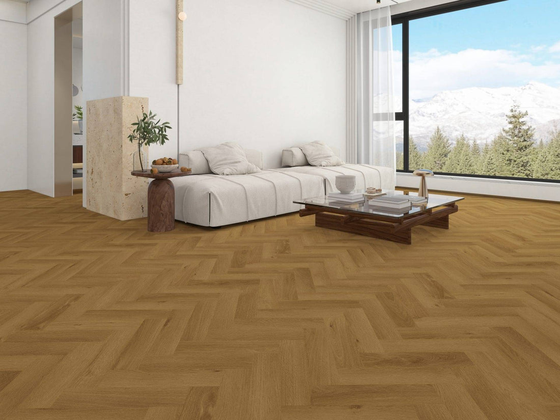 Church Oak Grande Parquet herringbone LVT 2.5mm 0.7mm wear dark wood sample