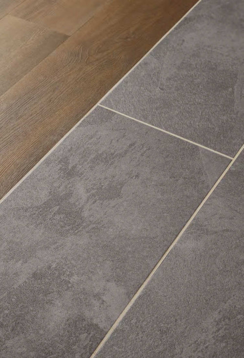 Polyflor Beige 2537 grouting strips in a manufacturer installation photograph; surrounding flooring and furniture sold separately
