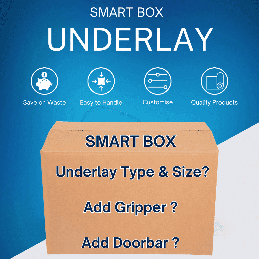 Complete carpet fitting kits with pre-measured underlay and gripper rods