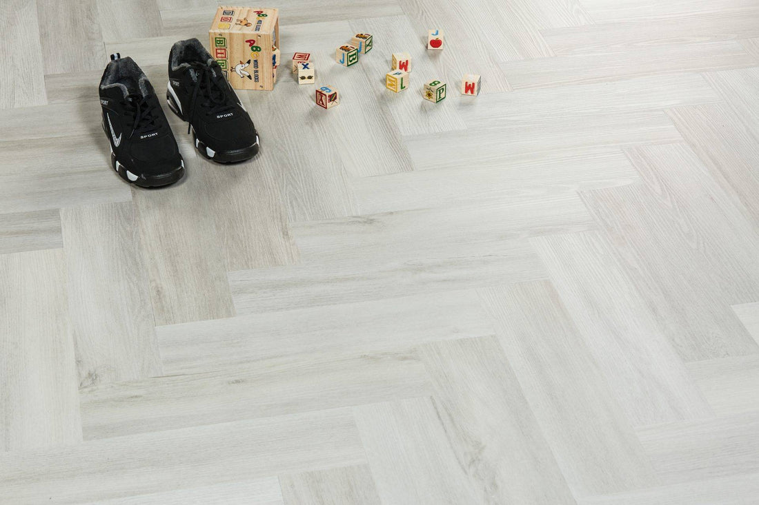 Birch Style Parquet herringbone LVT 2mm glue-down blonde wood-effect sample