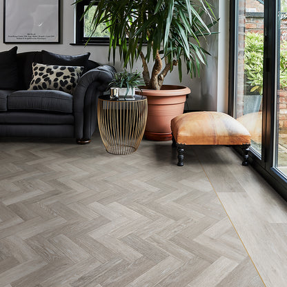 Traditional Grey Oak Parquet - Polyflor Conceptline room setting