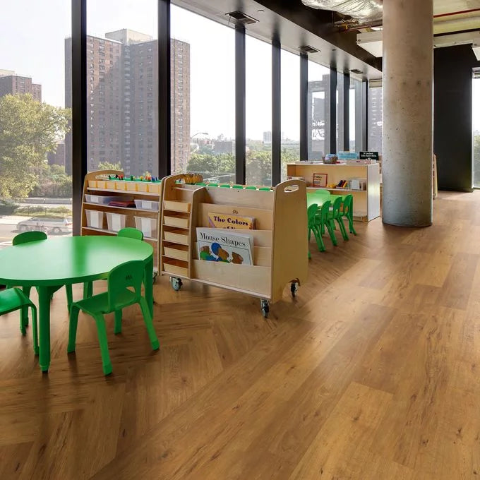 Polyflor Expona Commercial Saffron Oak Parquet vinyl sample