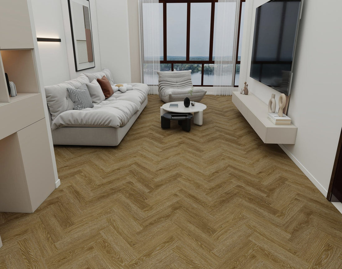 Summer Oak Grande Parquet herringbone LVT 2.5mm 0.7mm wear honey wood sample