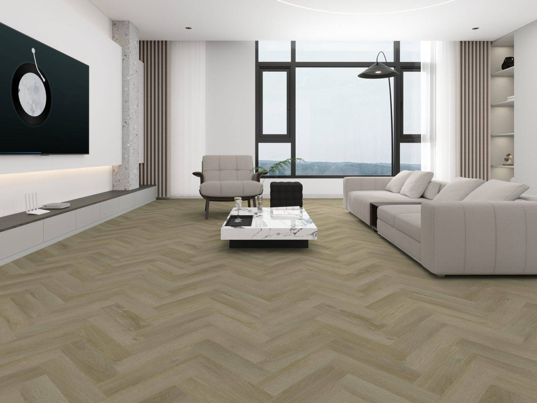 Limed Oak Grande Parquet herringbone LVT 2.5mm 0.7mm wear light wood sample