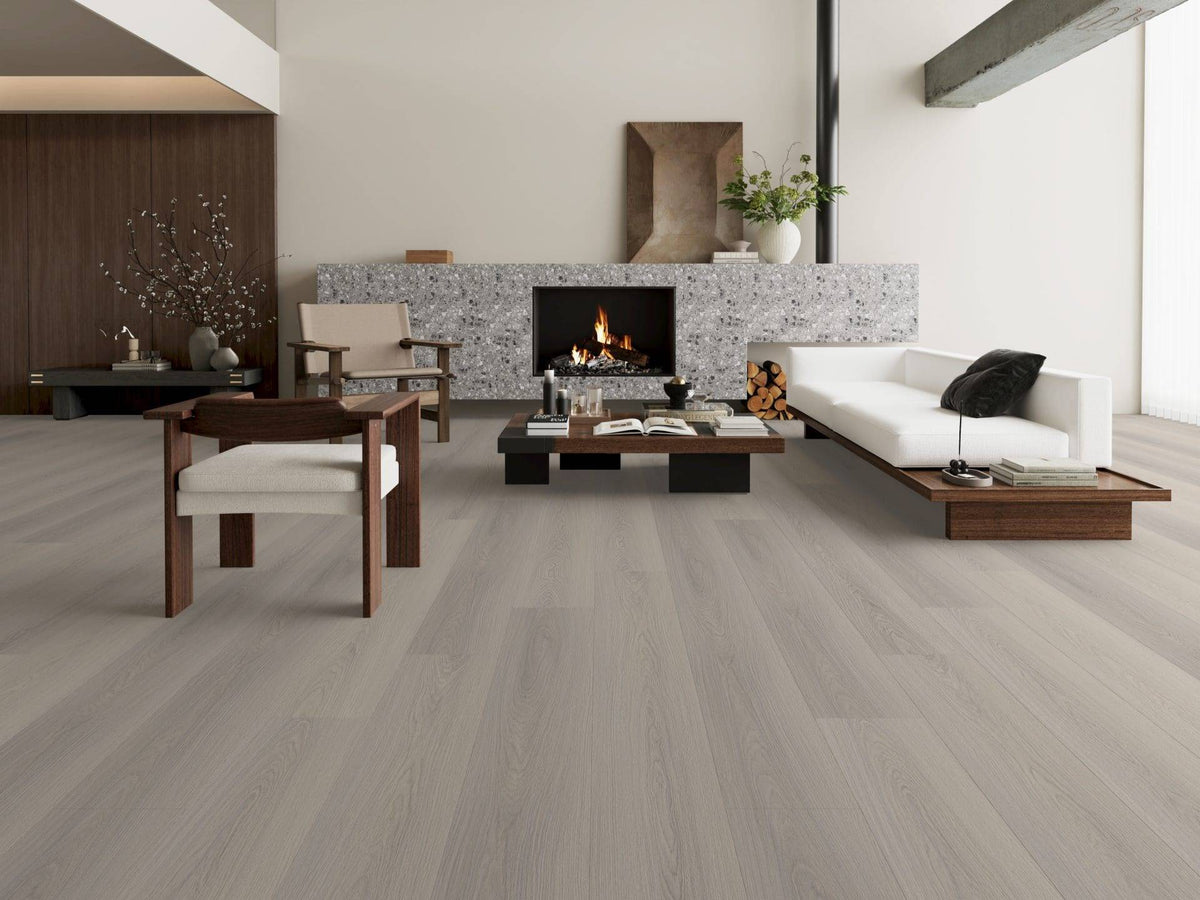 Grey Oak Woods Click SPC waterproof click vinyl plank 4.4mm grey wood-effect sample