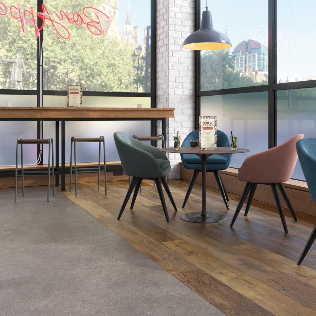 Whiskey Barrel Timber - Polyflor Expona Design room setting
