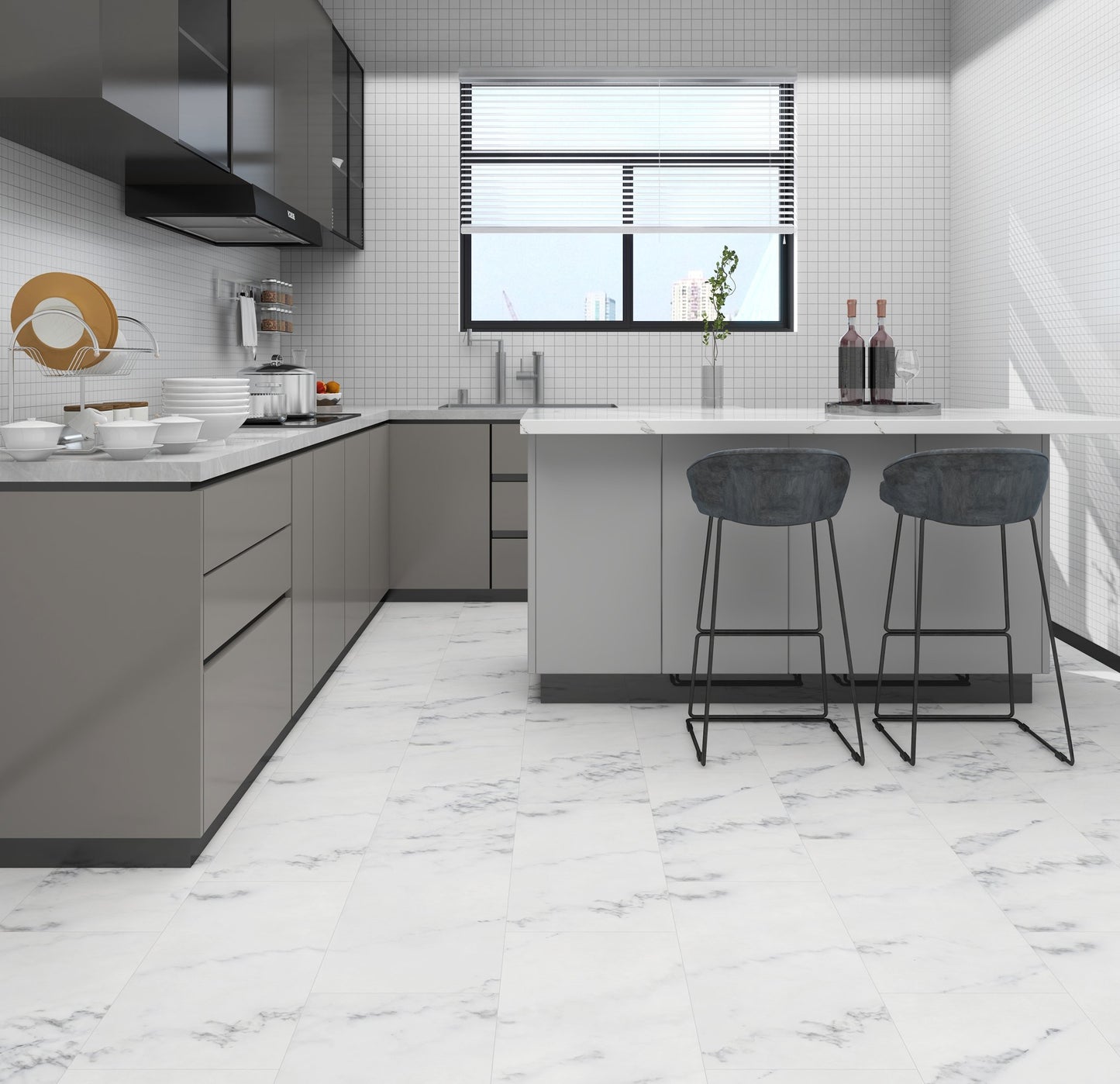 Arabescato SPC Click Tile 5.2mm Stone Effect Waterproof | Attraction SPC