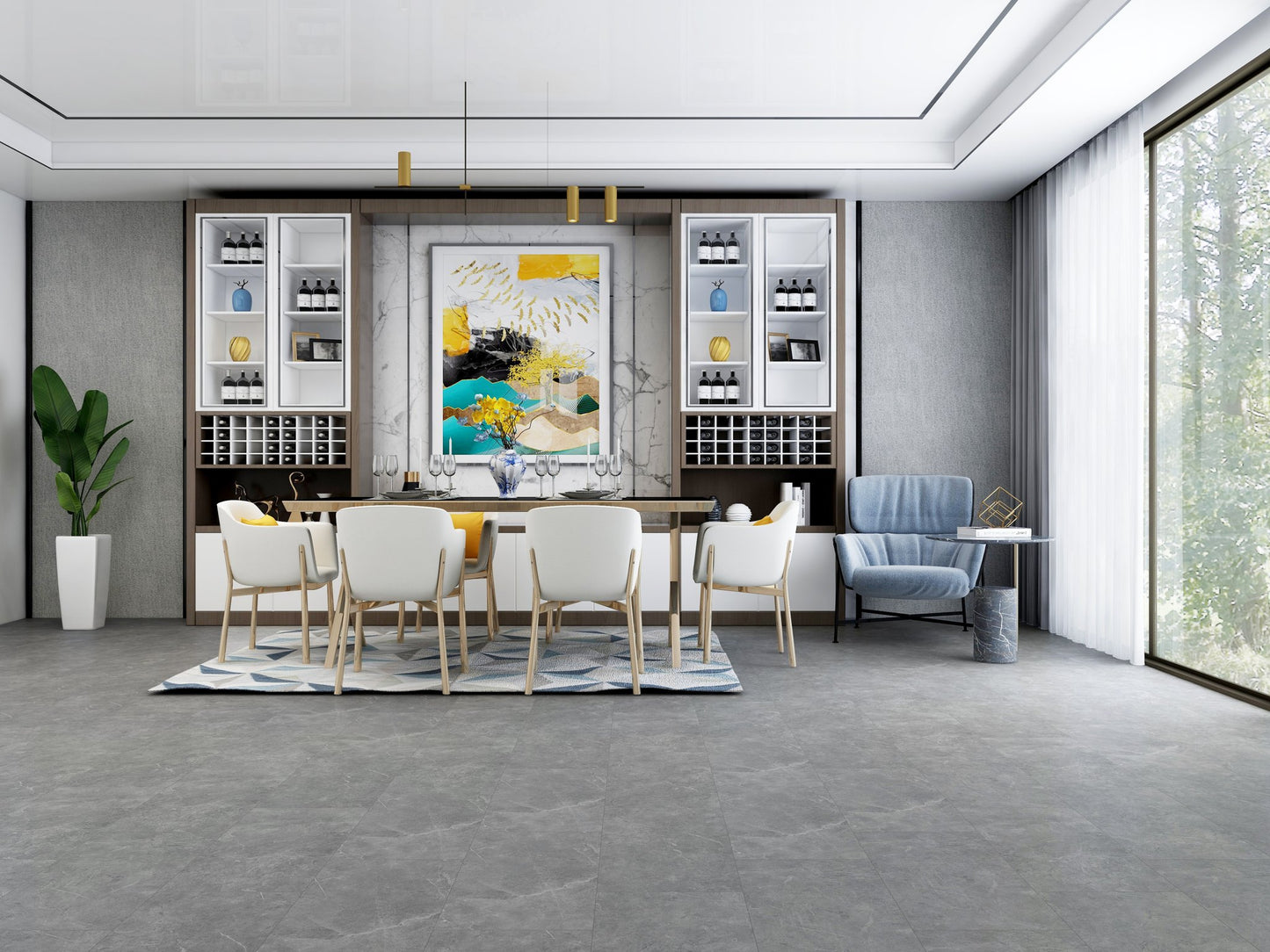 Quartz Grey SPC Click Tile 5.2mm Stone Effect Waterproof | Attraction SPC