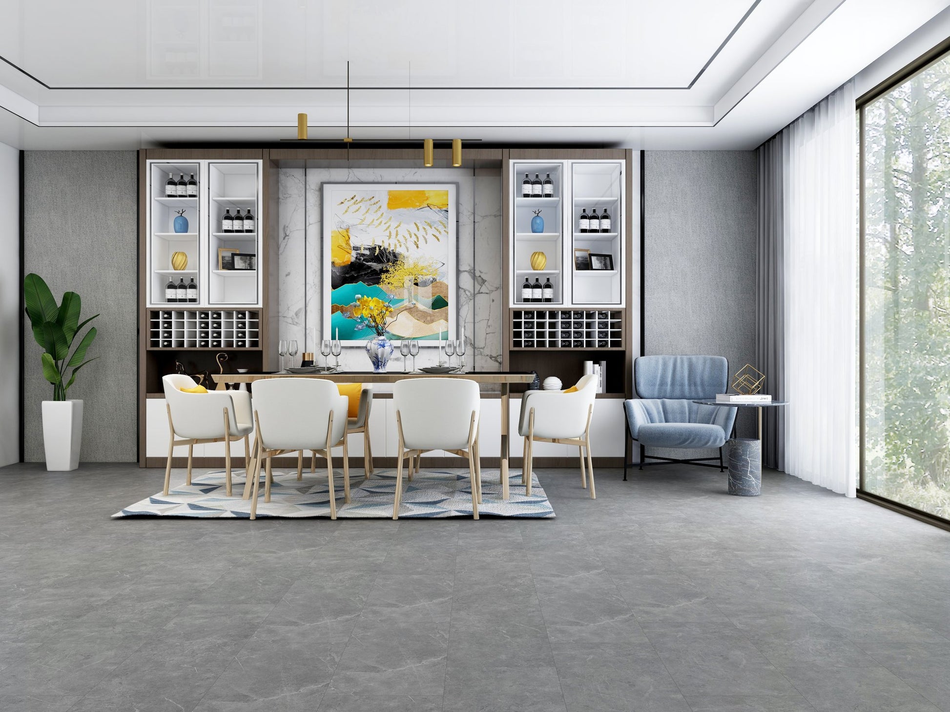 Quartz Grey SPC Click Tile 5.2mm Stone Effect Waterproof | Attraction SPC