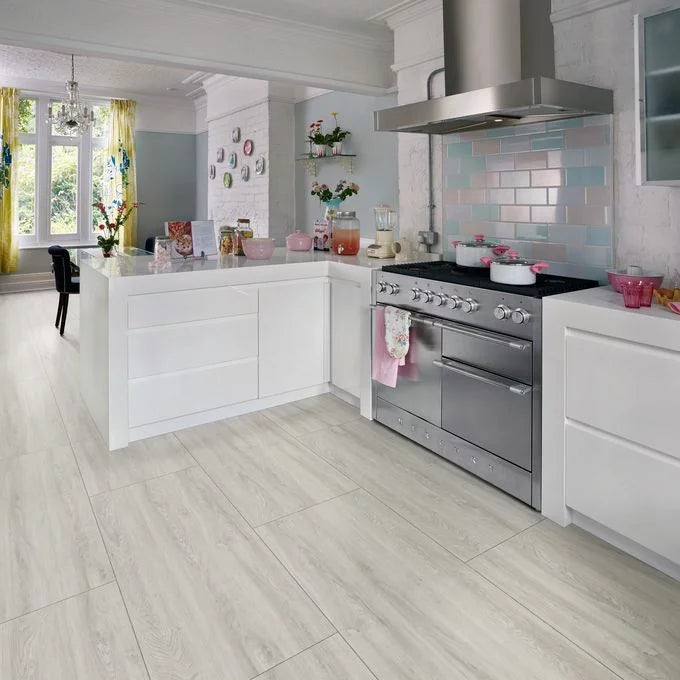 Polyflor Camaro PUR 2241 Bianco Oak LVT installed in modern interior space