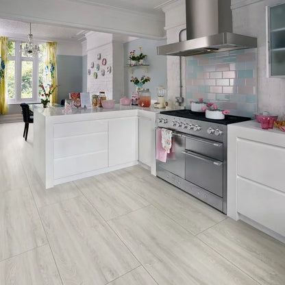 Polyflor Camaro PUR 2241 Bianco Oak LVT installed in modern interior space