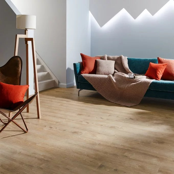 Polyflor Camaro PUR 2244 Cashmere Oak LVT installed in modern interior space