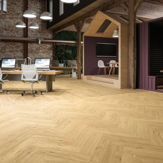 Polyflor Expona Commercial French Vanilla Oak parquet vinyl flooring