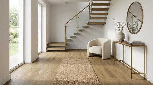 FW Originals CORE Aged Oak warm oak SPC click flooring shown in a hallway
