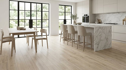 FW Originals CORE Light Oak Natural Oak SPC click flooring shown in a modern kitchen