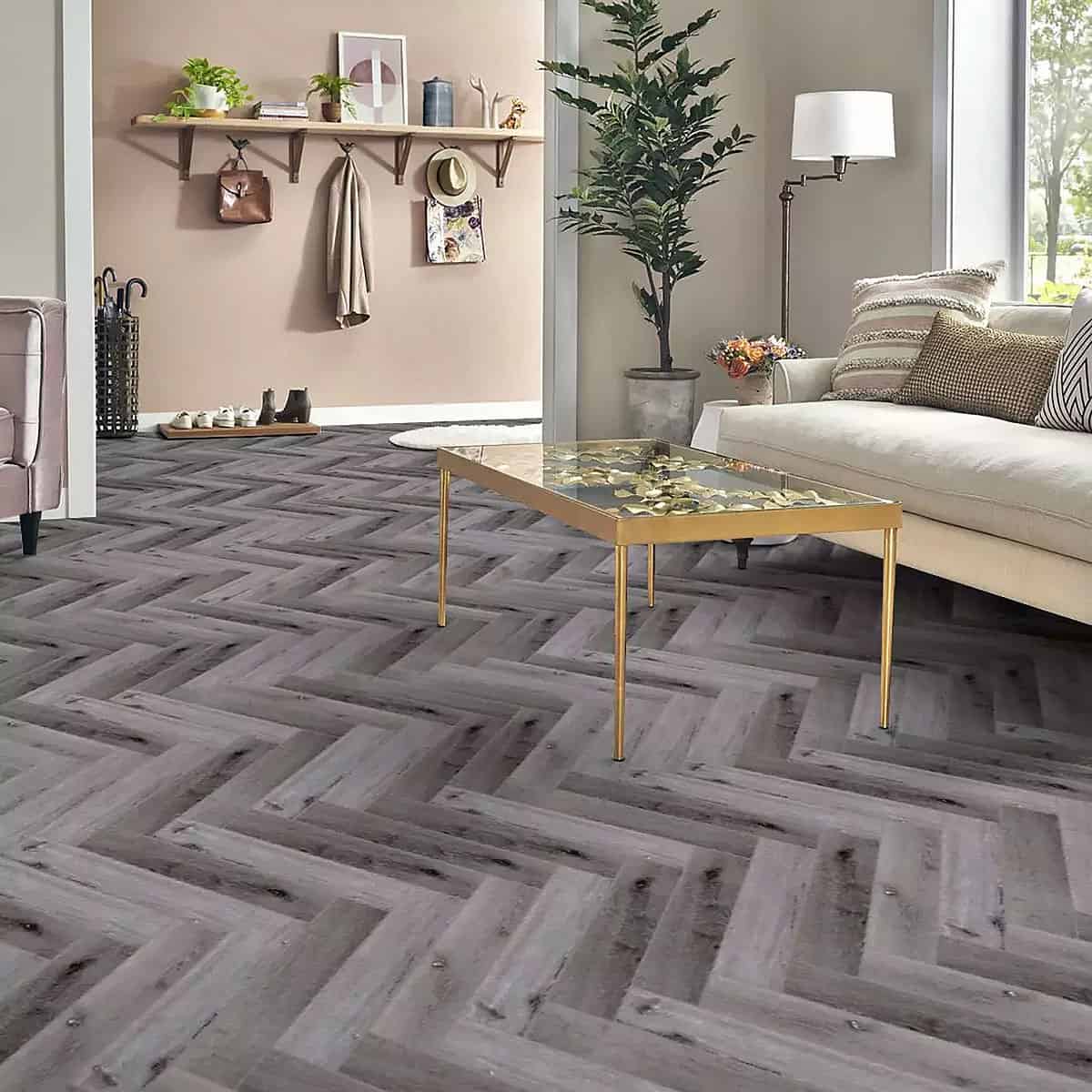 Winter Grey Impression Parquet herringbone LVT 2.5mm 0.55mm wear wood-effect sample
