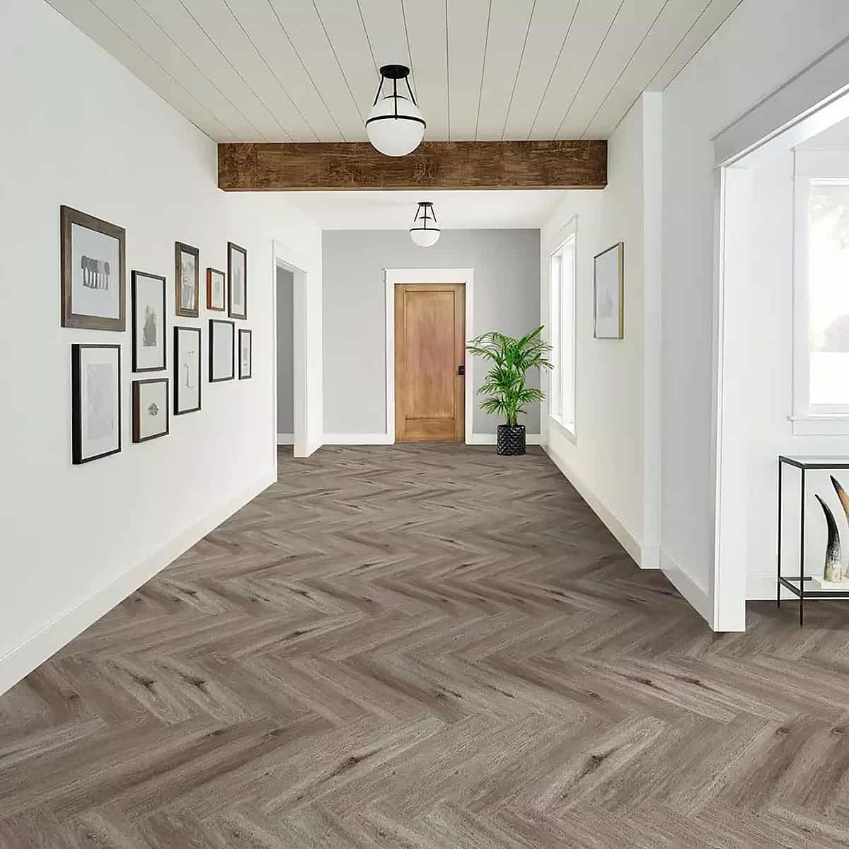 Hazel Oak Impression Parquet herringbone LVT 2.5mm 0.55mm wear mid-tone sample