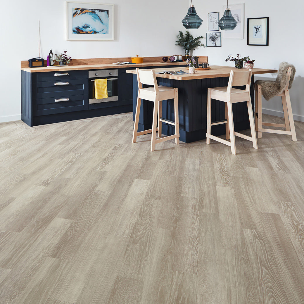 Karndean Knight Tile Grey Limed Oak KP138 wood-effect LVT 2mm sample
