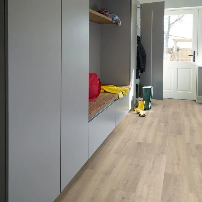 Polyflor Naked Blond Oak vinyl flooring in bright modern interior wood texture