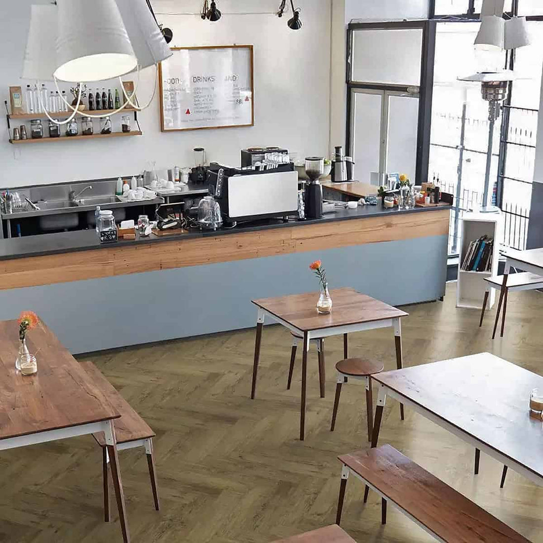 Rustic Oak Impression Parquet herringbone LVT 2.5mm 0.55mm wear dark wood sample