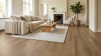 Classic Oak SPC click flooring shown in a Scandinavian living room