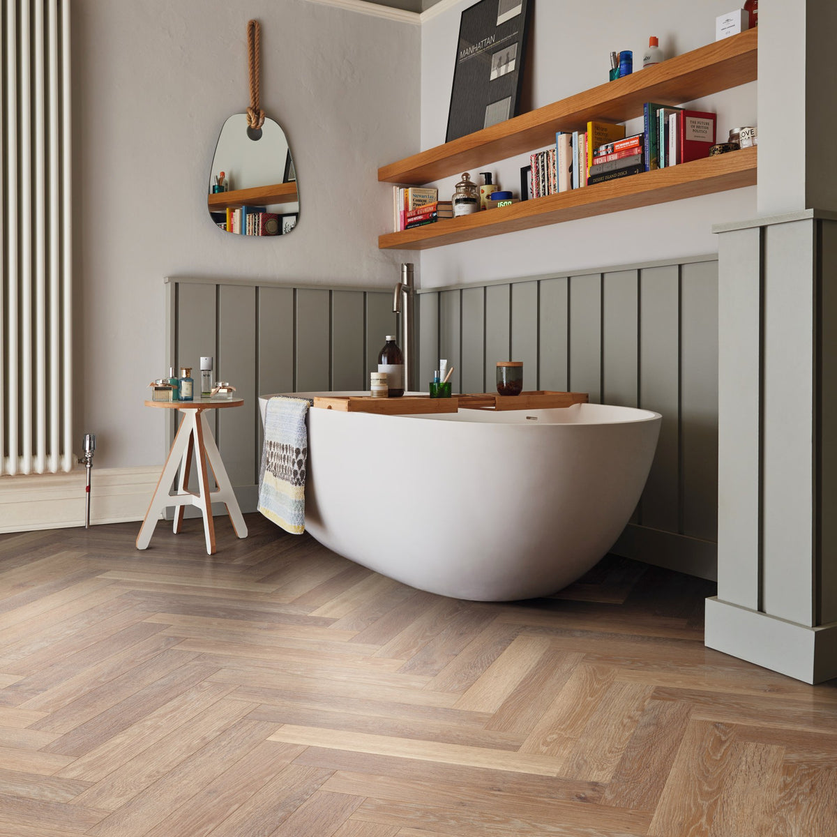 Karndean Knight Tile Pale Limed Oak SM-KP94 herringbone wood-effect LVT 2mm sample
