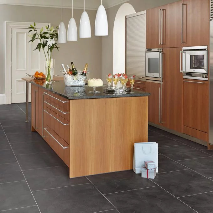 Polyflor Camaro PUR 2339 Atlantic Slate LVT flooring with realistic stone effect finish