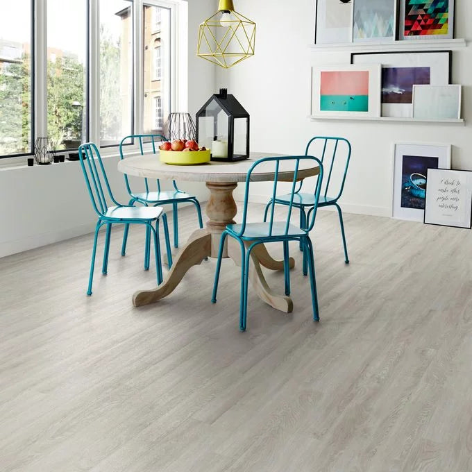 Polyflor Camaro PUR 2241 Bianco Oak LVT flooring with light wood-effect finish