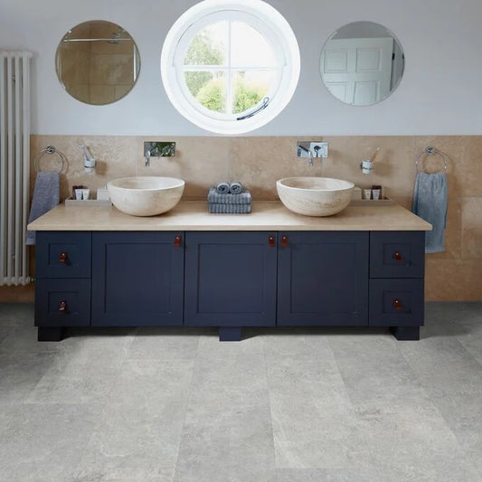 Polyflor Camaro PUR 2348 Tribeca Cement LVT flooring with modern cement-effect finish