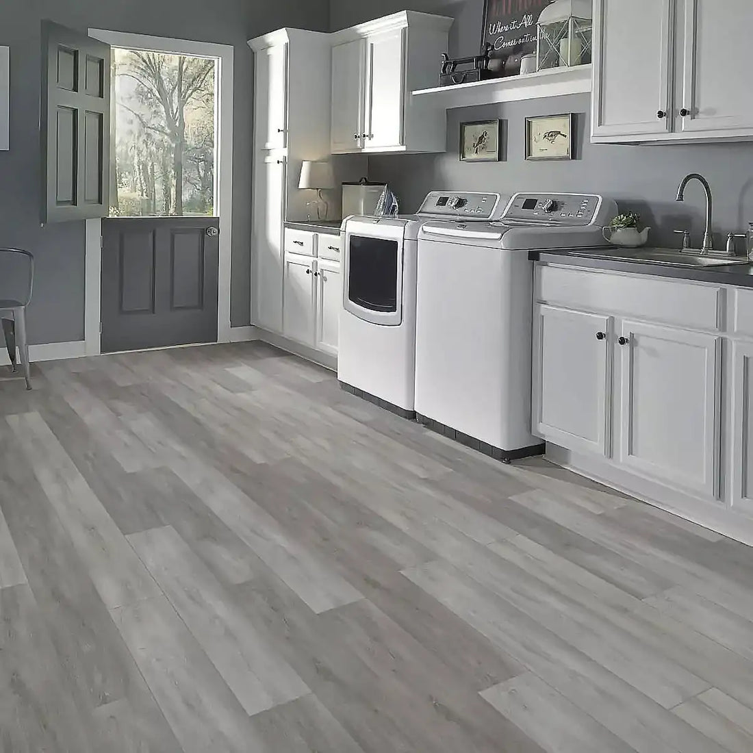 Ash Style LVT 2mm glue-down pale wood-effect vinyl flooring sample