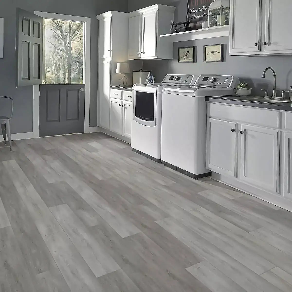 Ash Style LVT 2mm glue-down pale wood-effect vinyl flooring sample