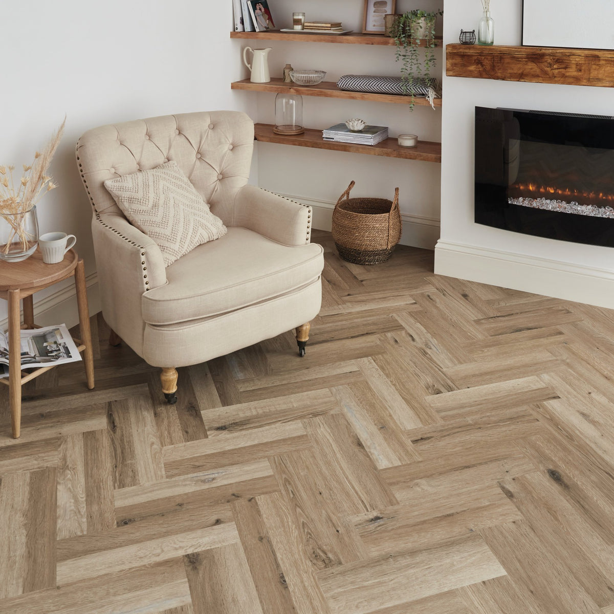 Karndean Knight Tile Washed Character Oak SM-KP144 herringbone wood-effect LVT 2mm sample