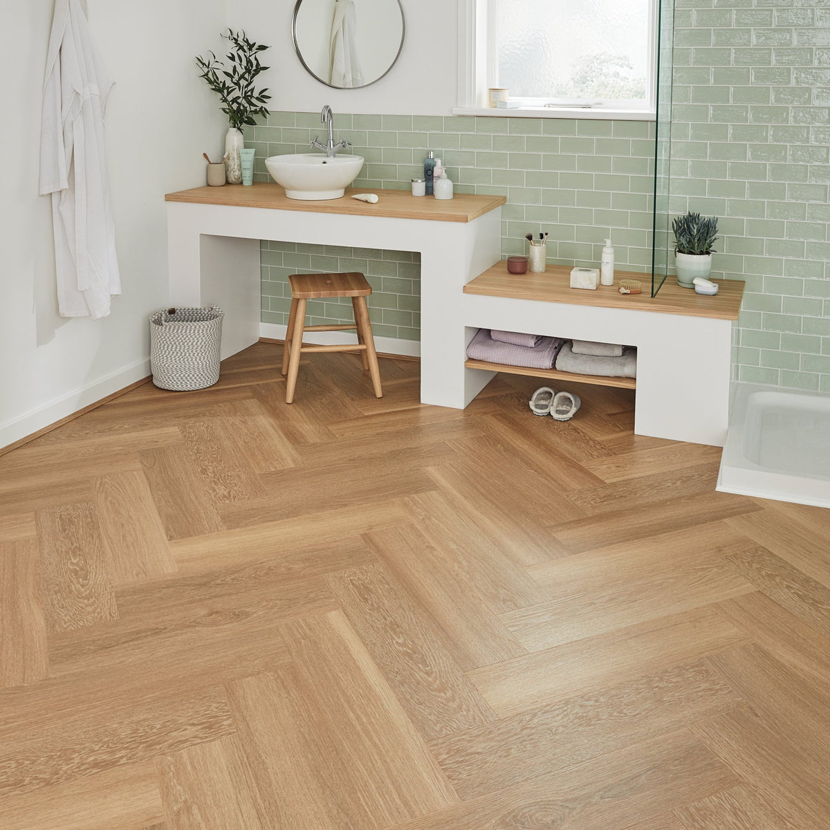 Karndean Van Gogh Warm Brushed Oak SM-VGW121T herringbone wood-effect LVT 0.55mm sample