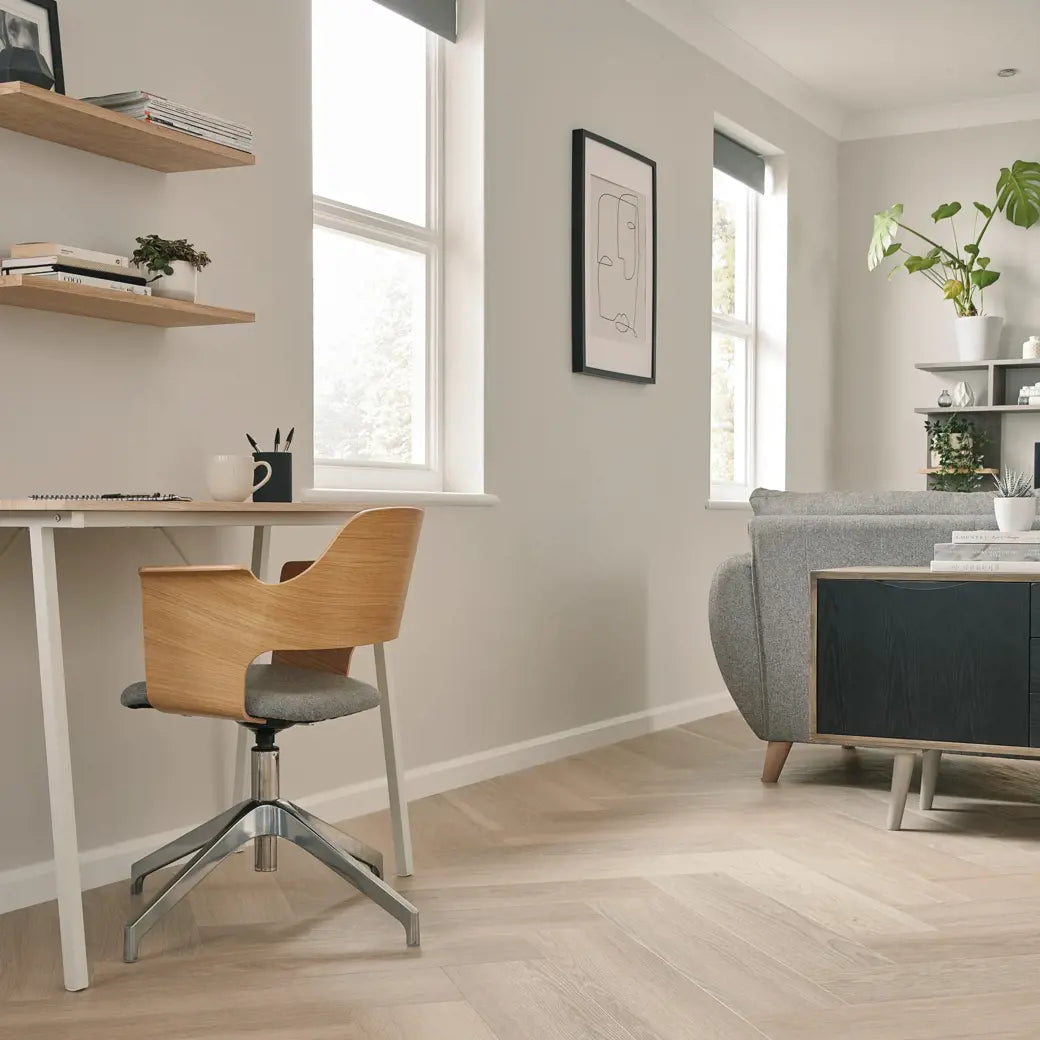 Karndean Van Gogh Neutral Brushed Oak SM-VGW126T herringbone wood-effect LVT 0.55mm sample