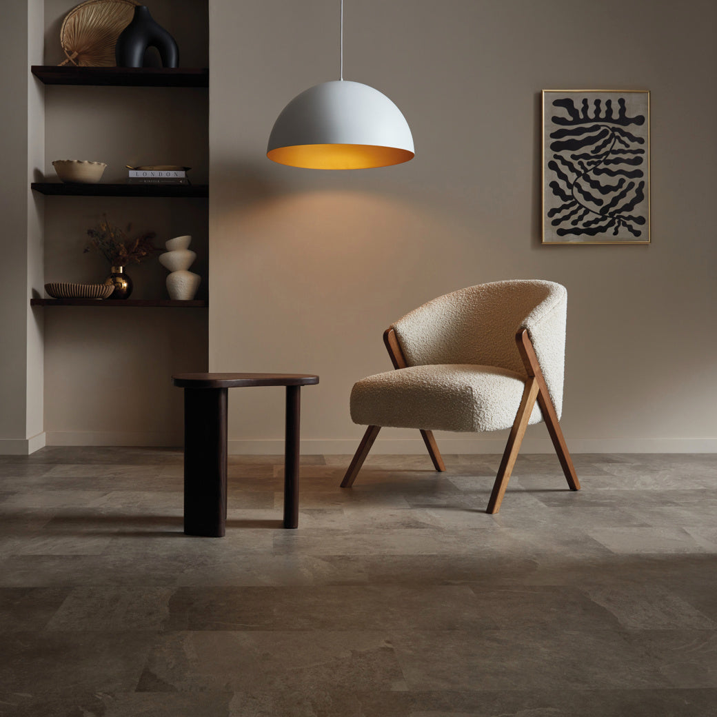 Karndean Knight Tile Grey Riven Slate ST16 stone-effect LVT 2mm sample