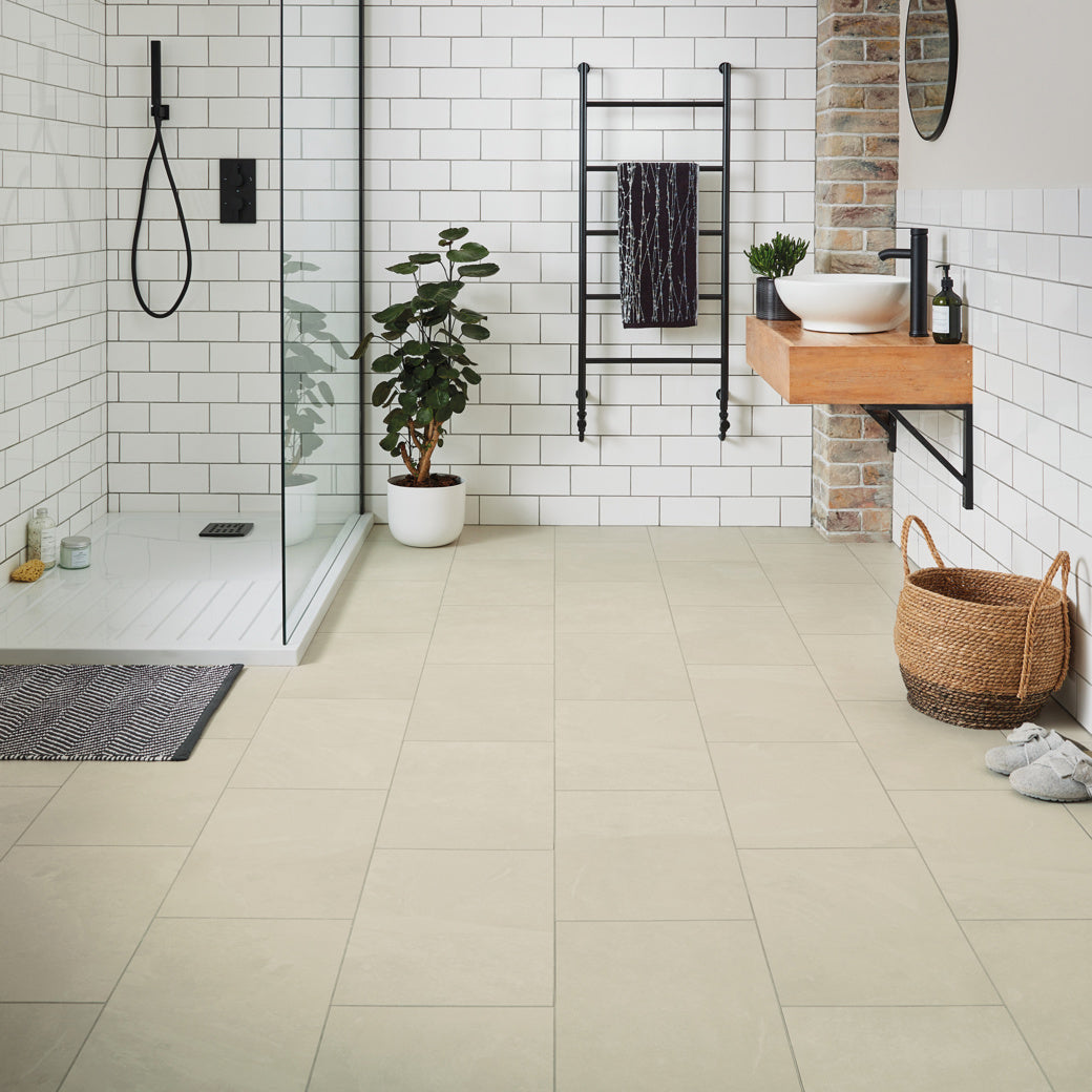 Karndean Knight Tile Ivory Riven Slate ST18 stone-effect LVT 2mm sample