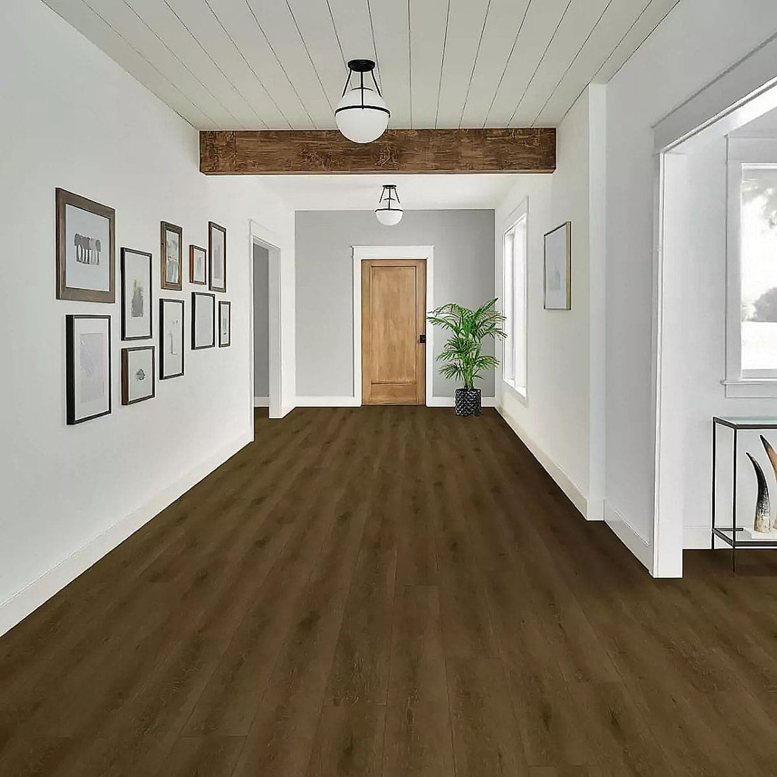 Walnut Style LVT 2mm glue-down dark wood-effect vinyl flooring sample